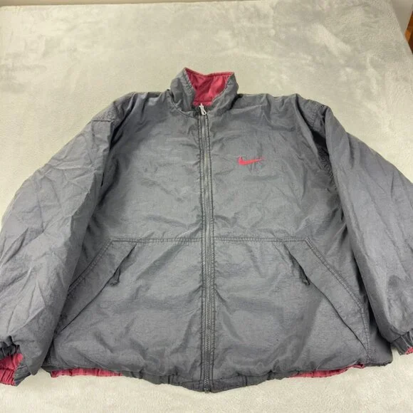 Vintage Nike Y2K Men's Size Large Reversible Big Nike Logo Embroidered Jacket